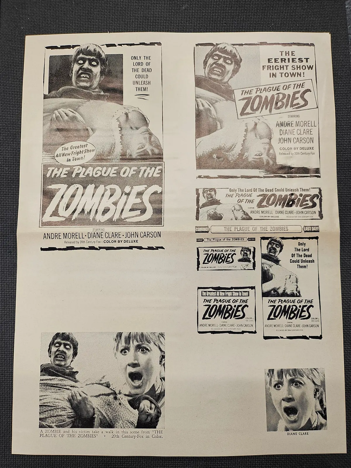 "The Plague Of The Zombies" Original Movie Ad Clip Art Print 1