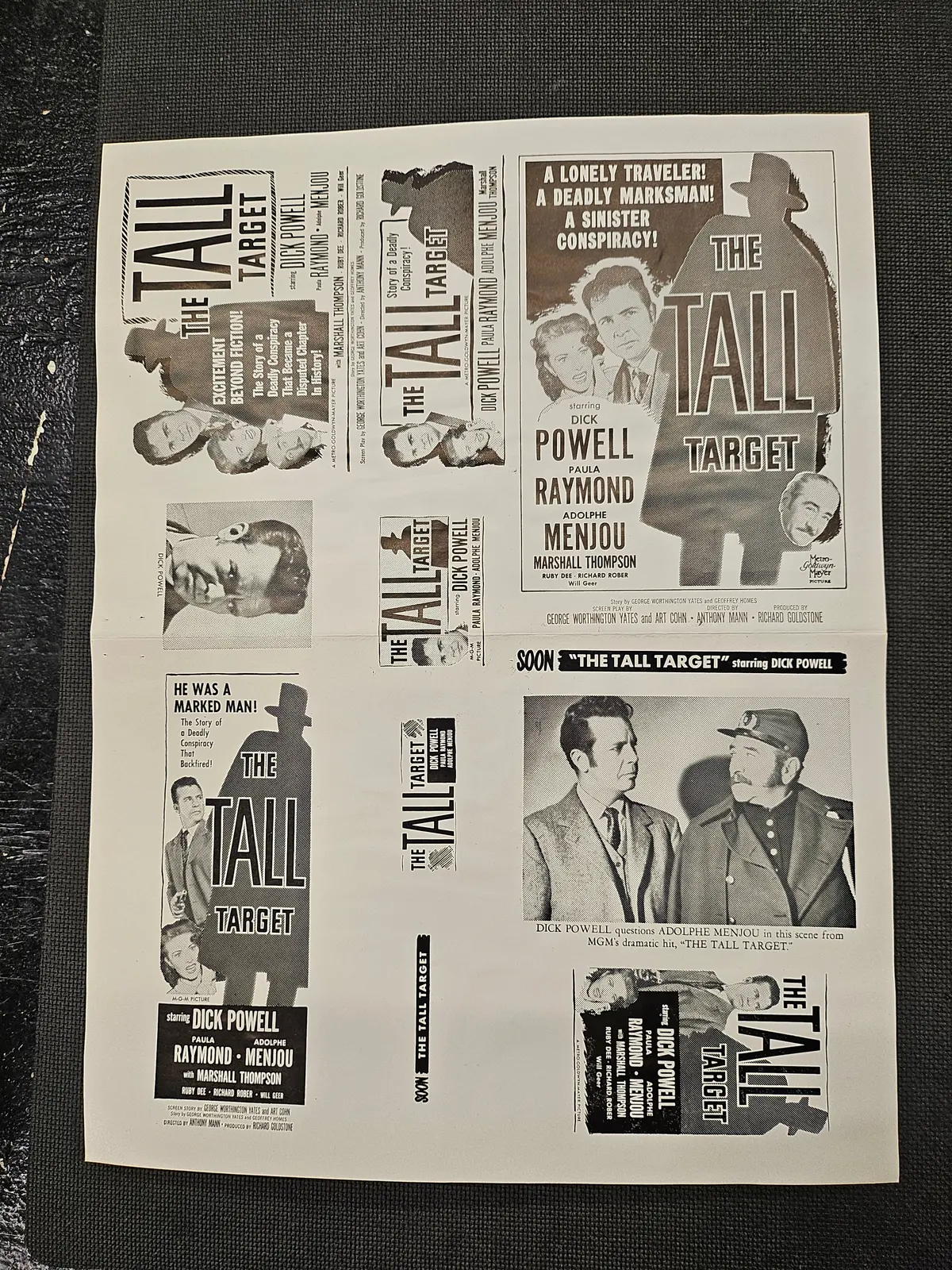 "The Tall Target" Original Movie Ad Mat Mold And Ad Clip Art Print 1