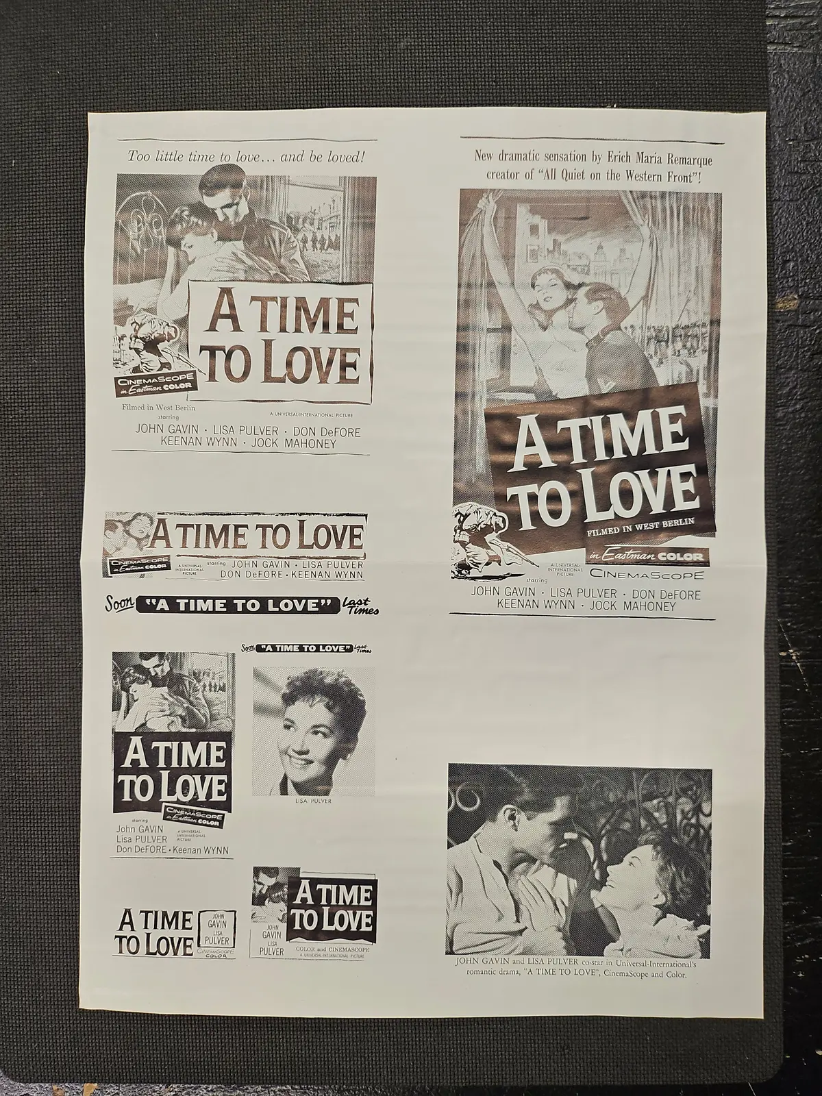 "A Time To Love (And A Time To Die)" Original Movie Ad Mat Mold And Ad Clip Art Print 1