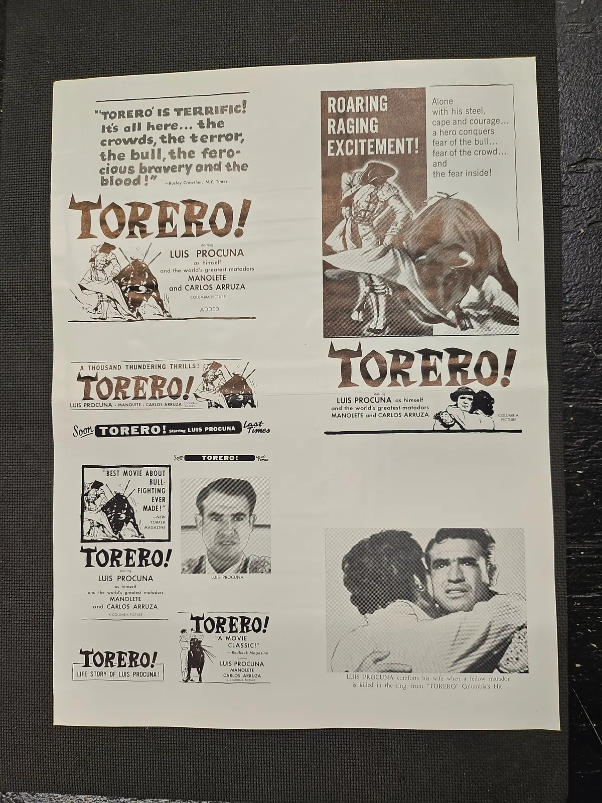 "Torero!" Original Movie Ad Mat Mold And Ad Clip Art Print 1