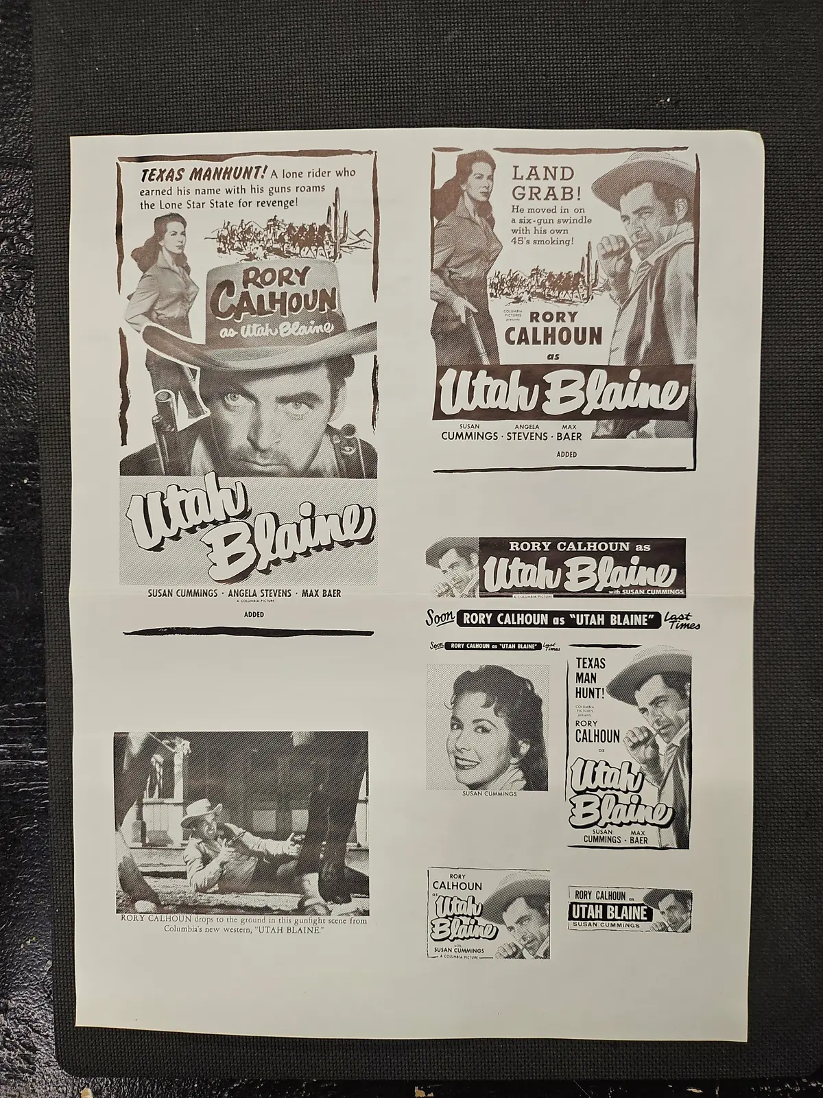 "Utah Blaine" Original Movie Ad Mat Mold And Ad Clip Art Print 1