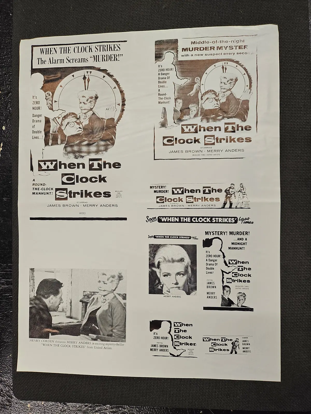 "When The Clock Strikes" Original Movie Ad Mat Mold And Ad Clip Art Print 1