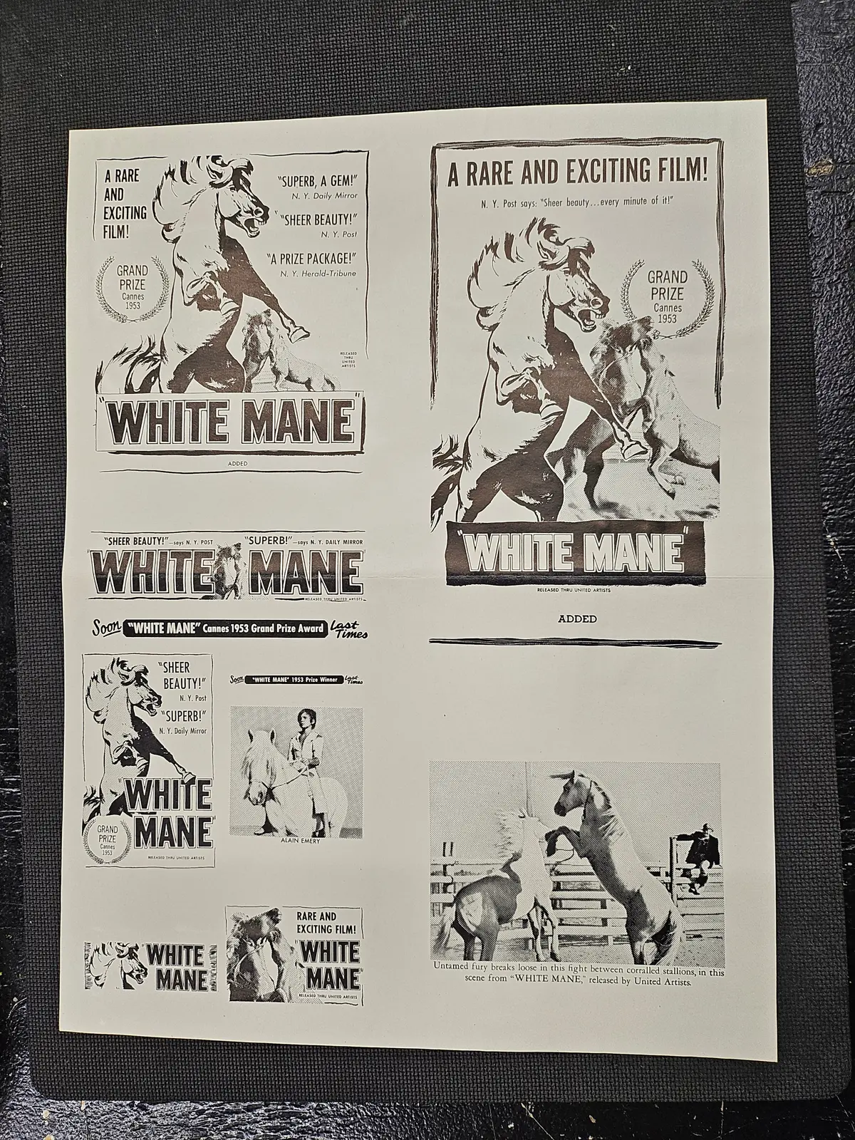 "White Mane" Original Movie Ad Mat Mold And Ad Clip Art Print 1