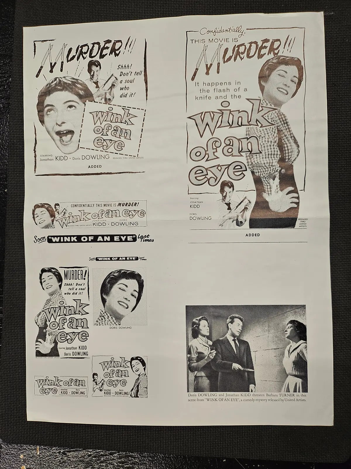 "Wink Of An Eye" Original Movie Ad Mat Mold And Ad Clip Art Print 1