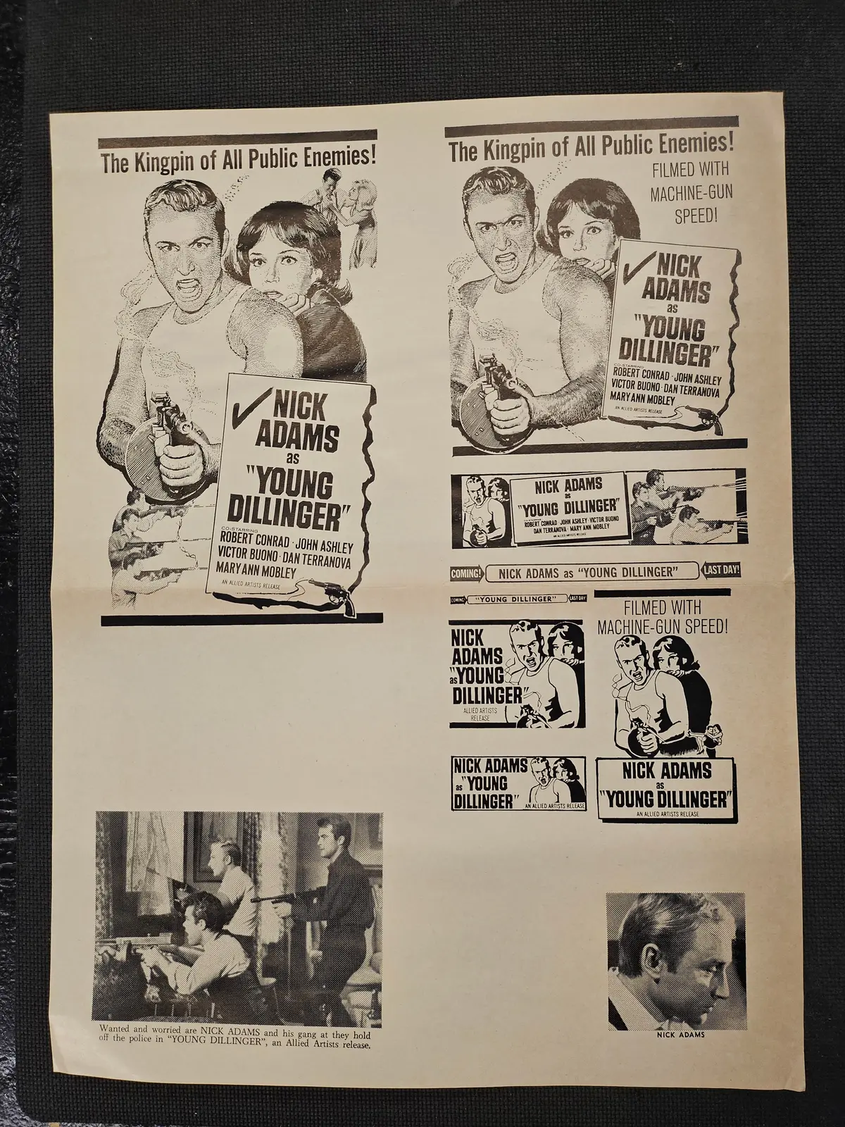 "Young Dillinger" Original Movie Ad Mat Mold And Ad Clip Art Print 1