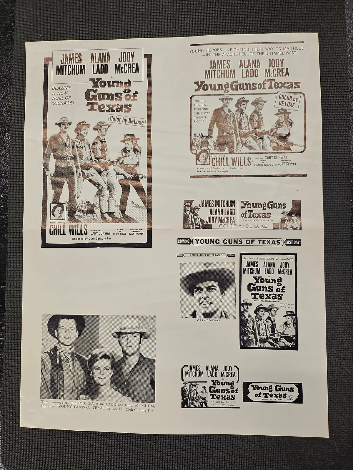 "Young Guns Of Texas" Original Movie Ad Mat Mold And Ad Clip Art Print 1