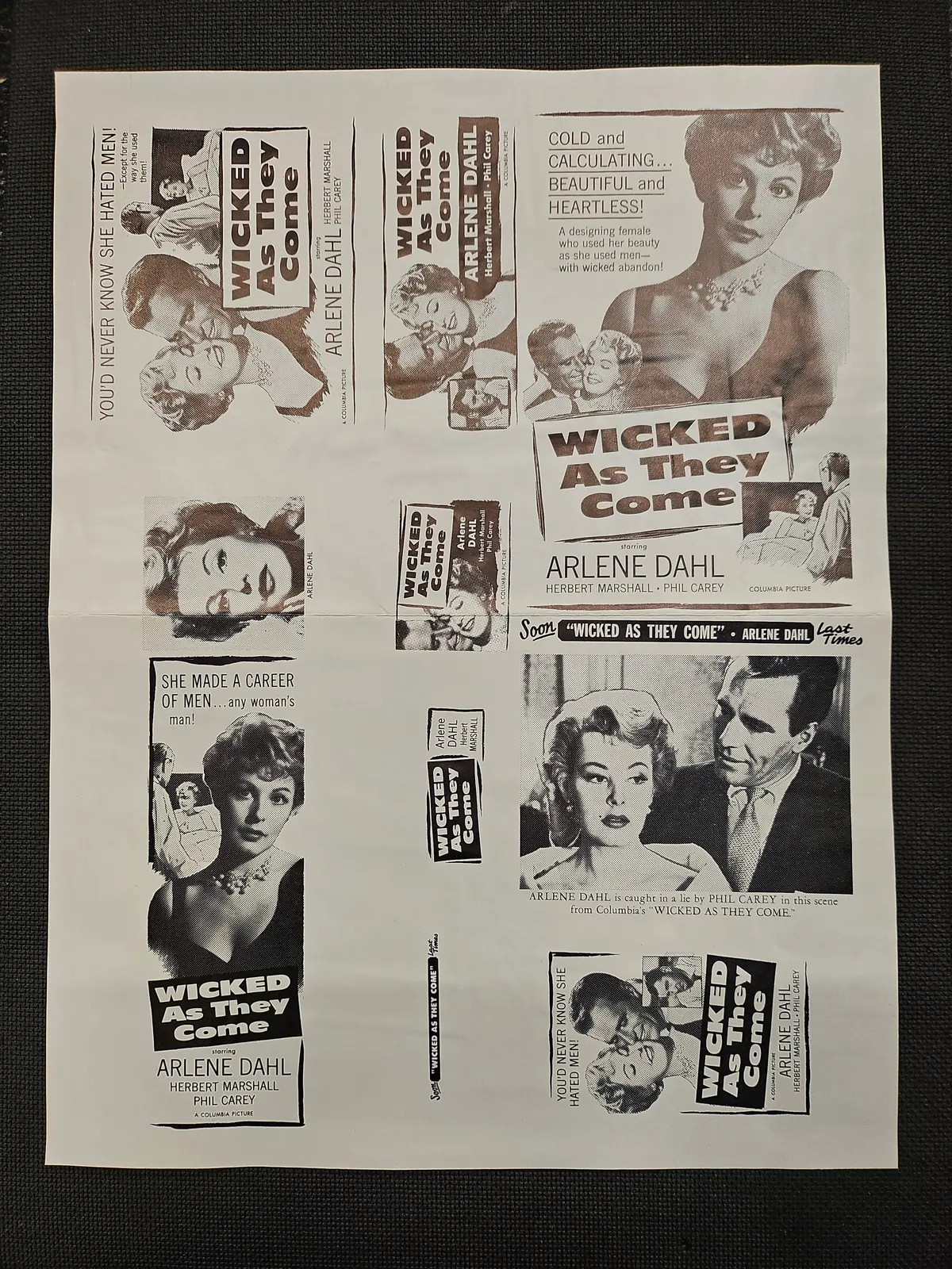 "Wicked As They Come" Original Movie Ad Mat Mold And Ad Clip Art Print 1
