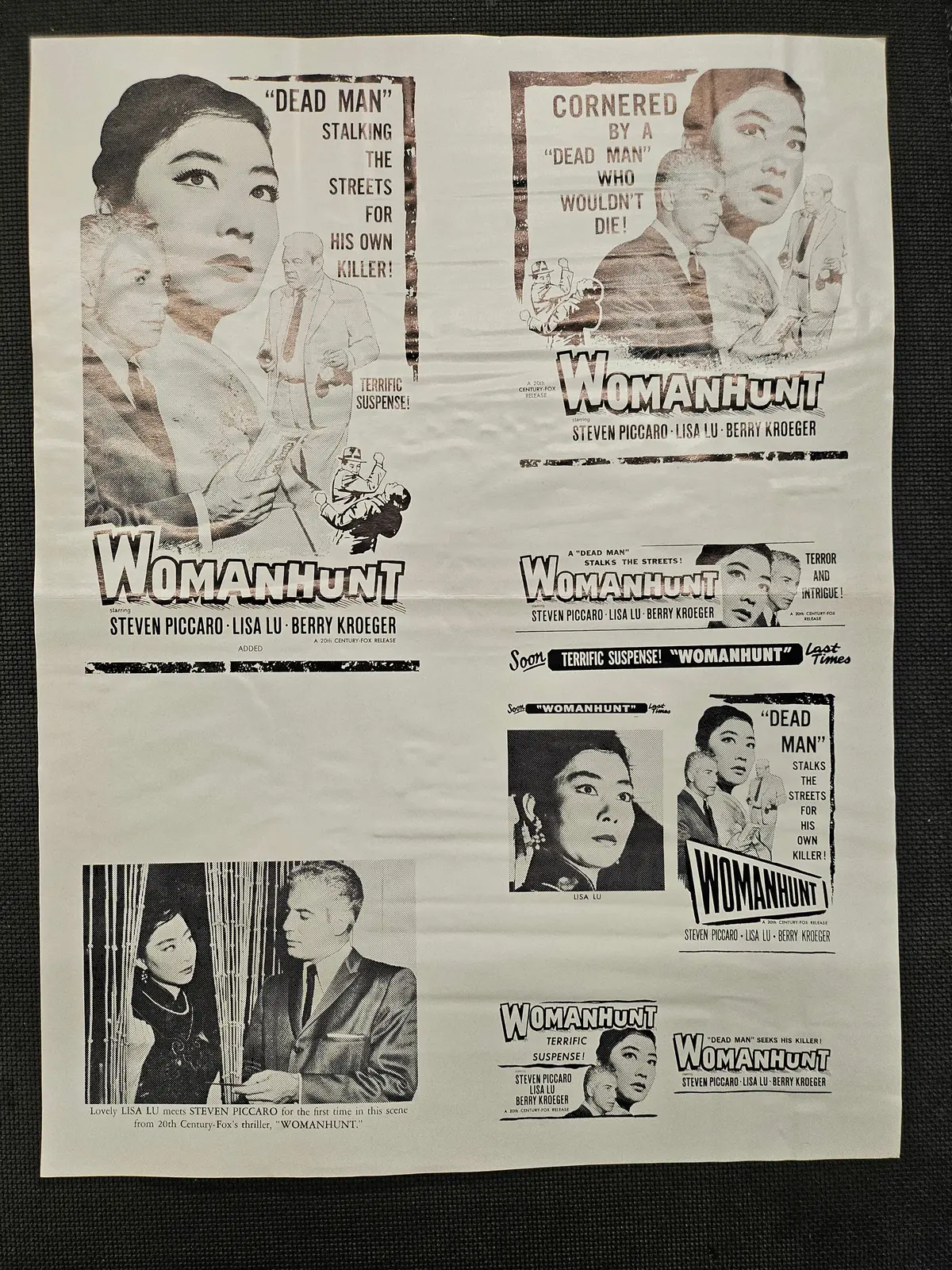 "Womanhunt" Original Movie Ad Mat Mold And Ad Clip Art Print 1