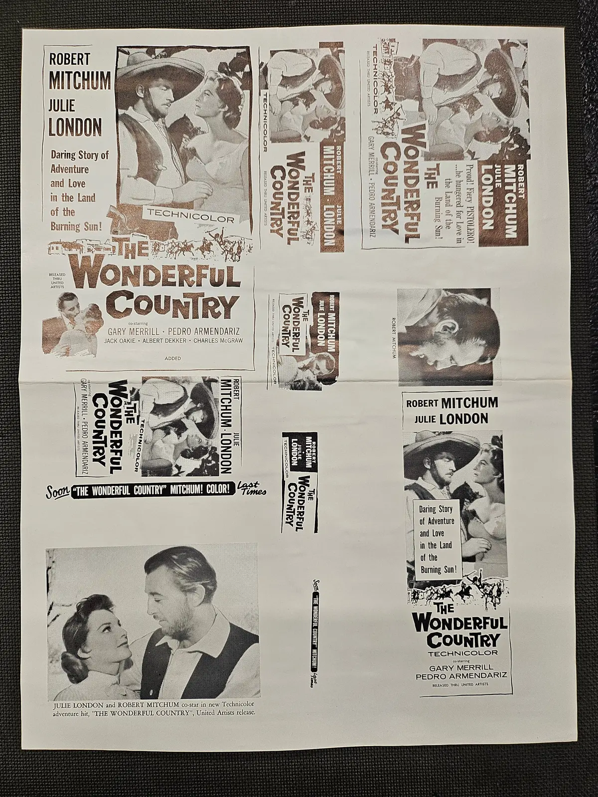 "The Wonderful Country" Original Movie Ad Mat Mold And Ad Clip Art Print 1