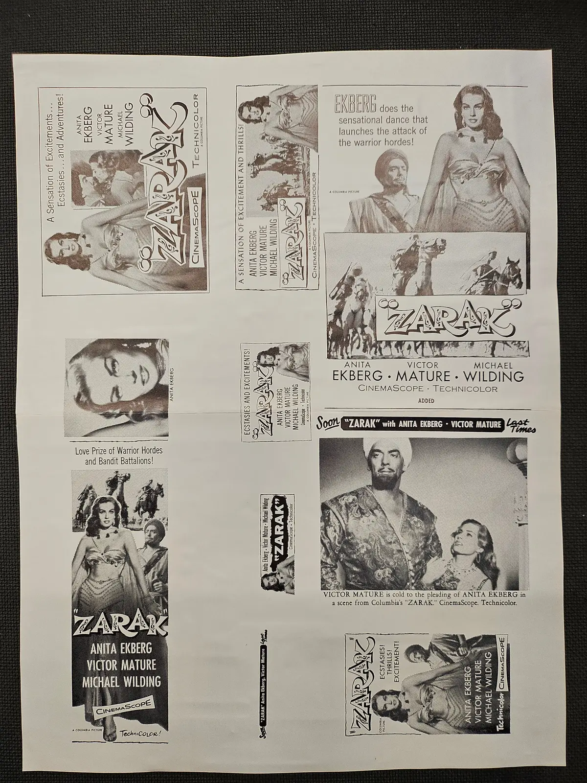 "Zarak" Original Movie Ad Mat Mold And Ad Clip Art Print 1