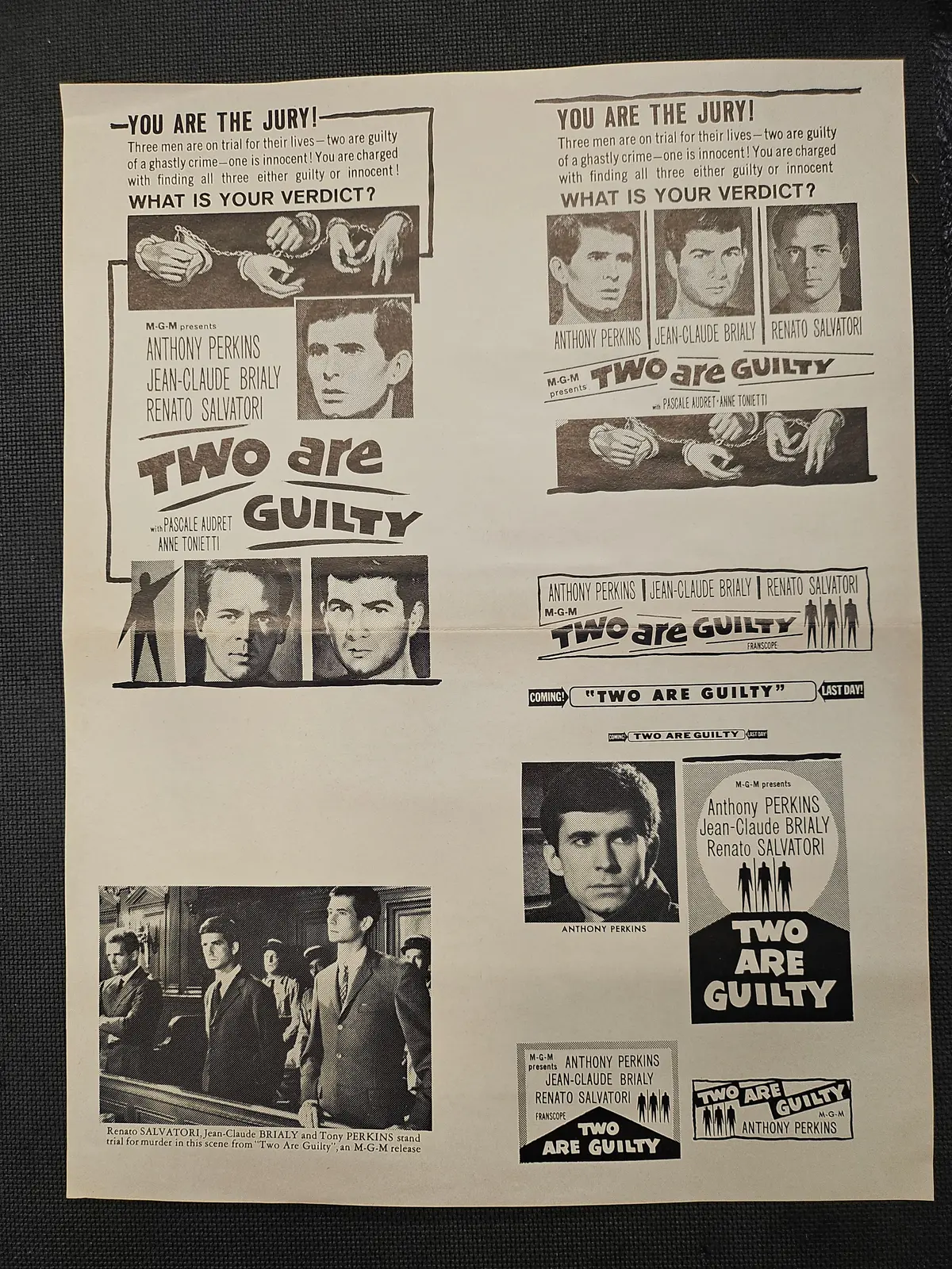 "Two Are Guilty" Original Movie Ad Mat Mold And Ad Clip Art Print 1
