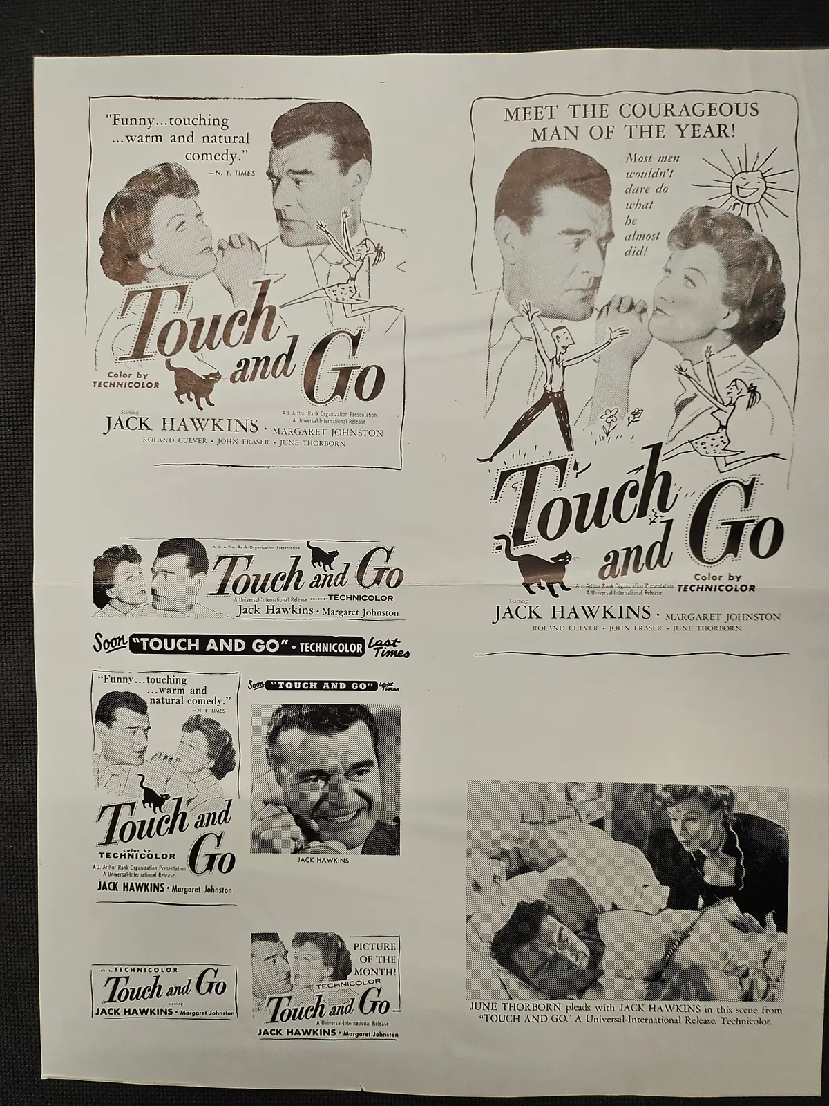 "Touch And Go" Original Movie Ad Mat Mold And Ad Clip Art Print 1