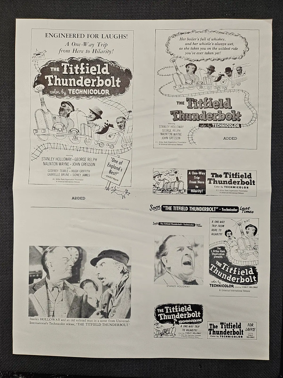 "The Titfield Thunderbolt" Original Movie Ad Mat Mold And Ad Clip Art Print 1