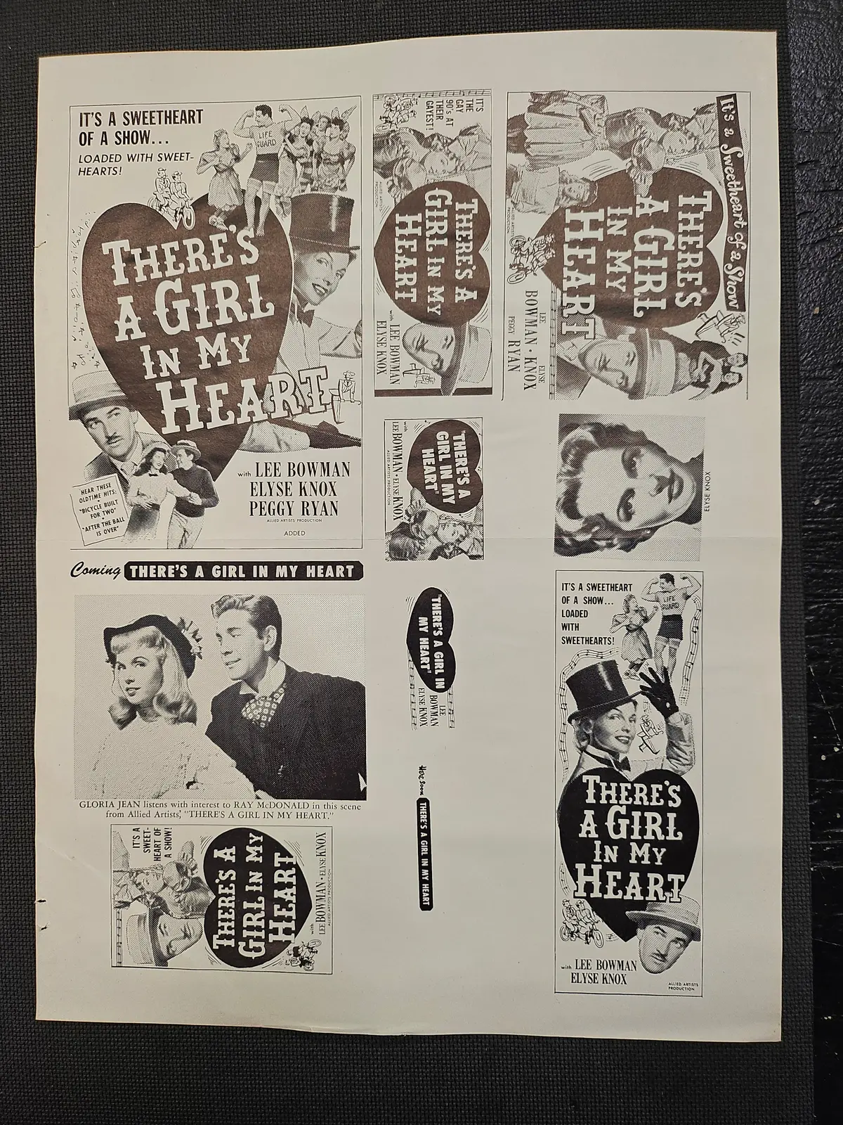 "There's A Girl In My Heart" Original Movie Ad Mat Mold And Ad Clip Art Print 1