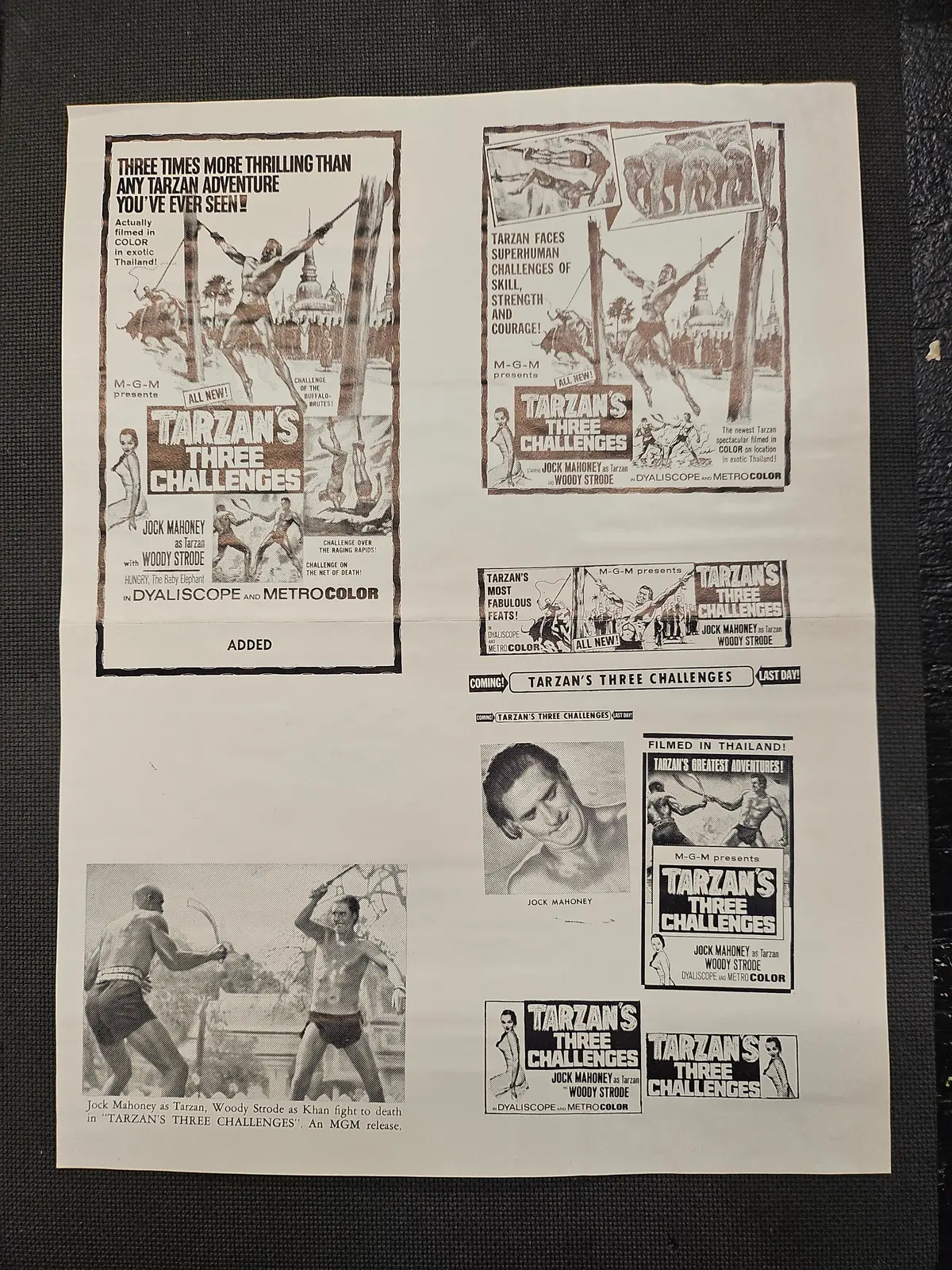 "Tarzan's Three Challenges" Original Movie Ad Mat Mold And Ad Clip Art Print 1