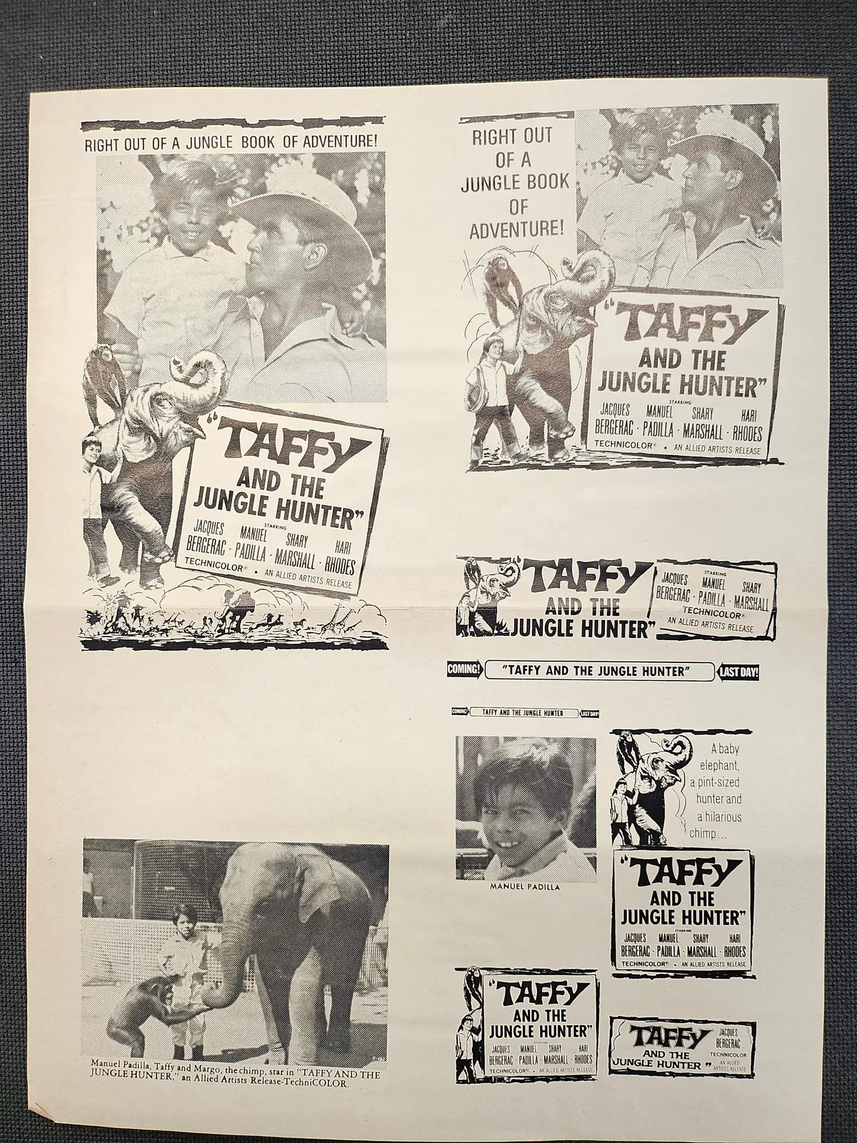 "Taffy And The Jungle Hunter" Original Movie Ad Mat Mold And Ad Clip Art Print 1