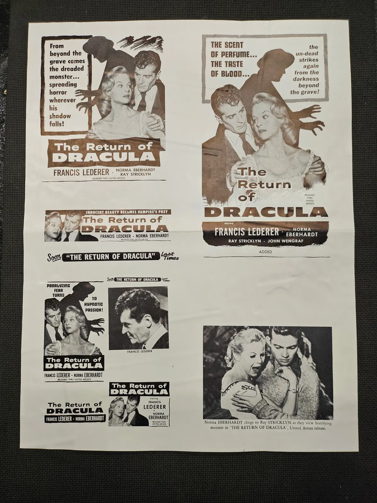 "The Return Of Dracula" Original Movie Ad Mat Mold And Ad Clip Art Print 1