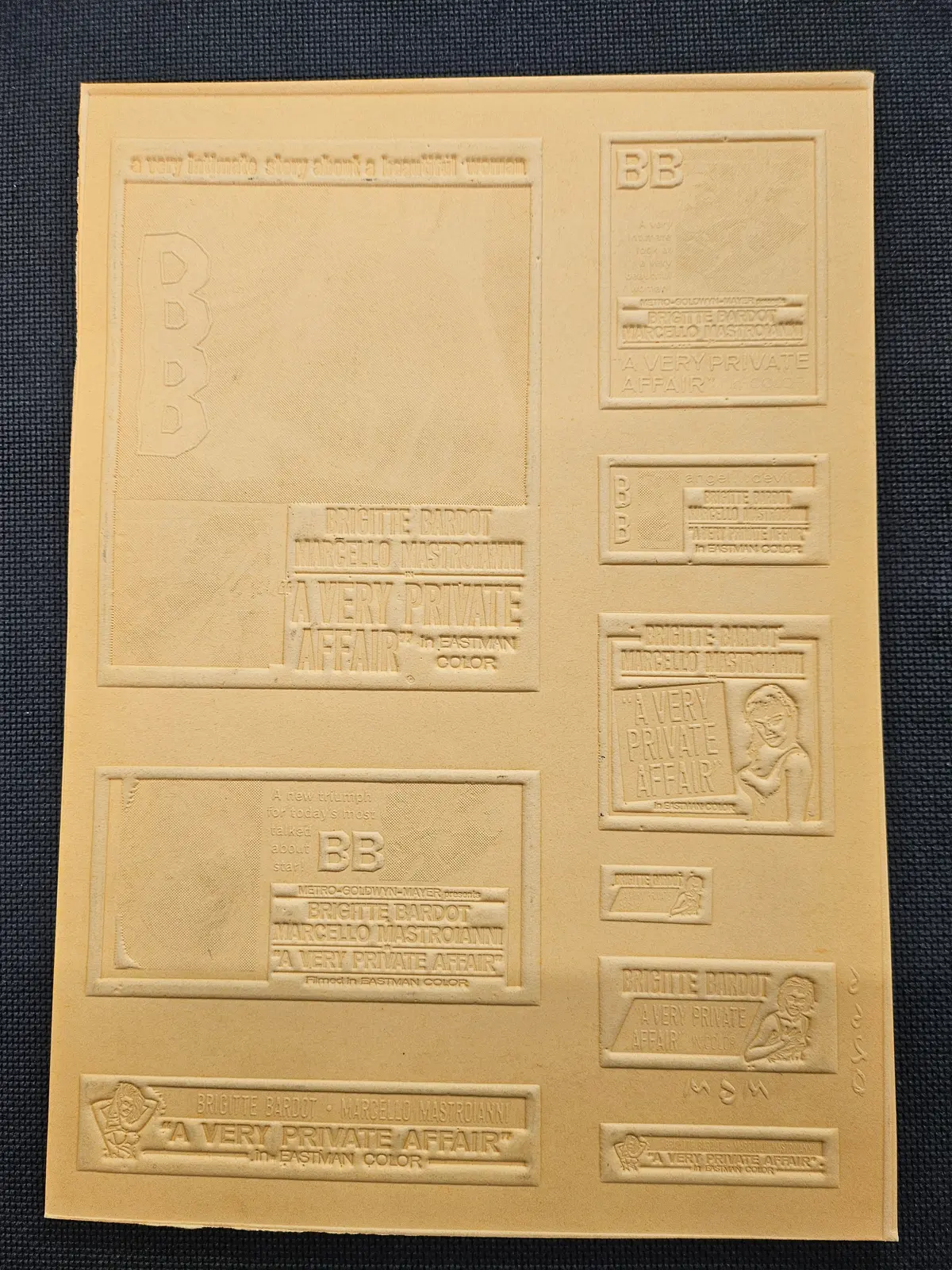 "A Very Private Affair" Original Movie Ad Mat Mold 1