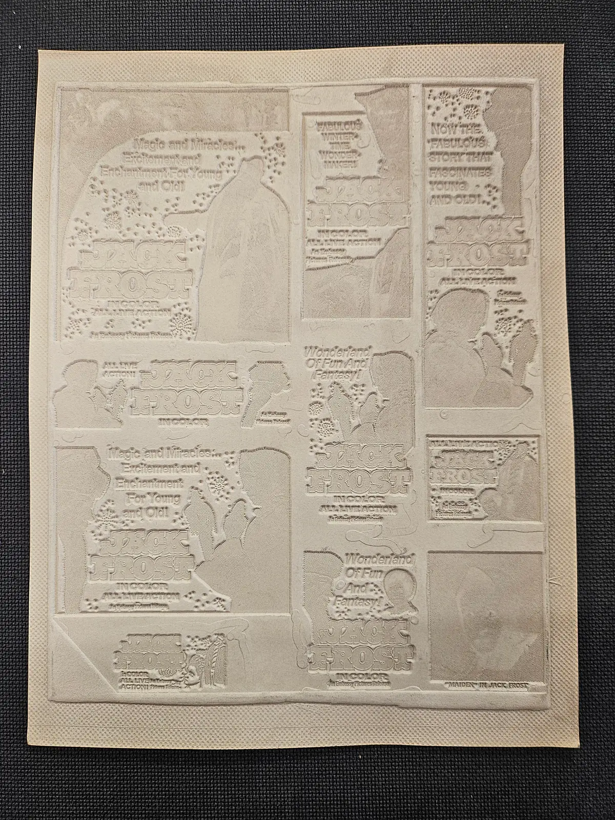 "Jack Frost" Original Movie Ad Mat Mold 1