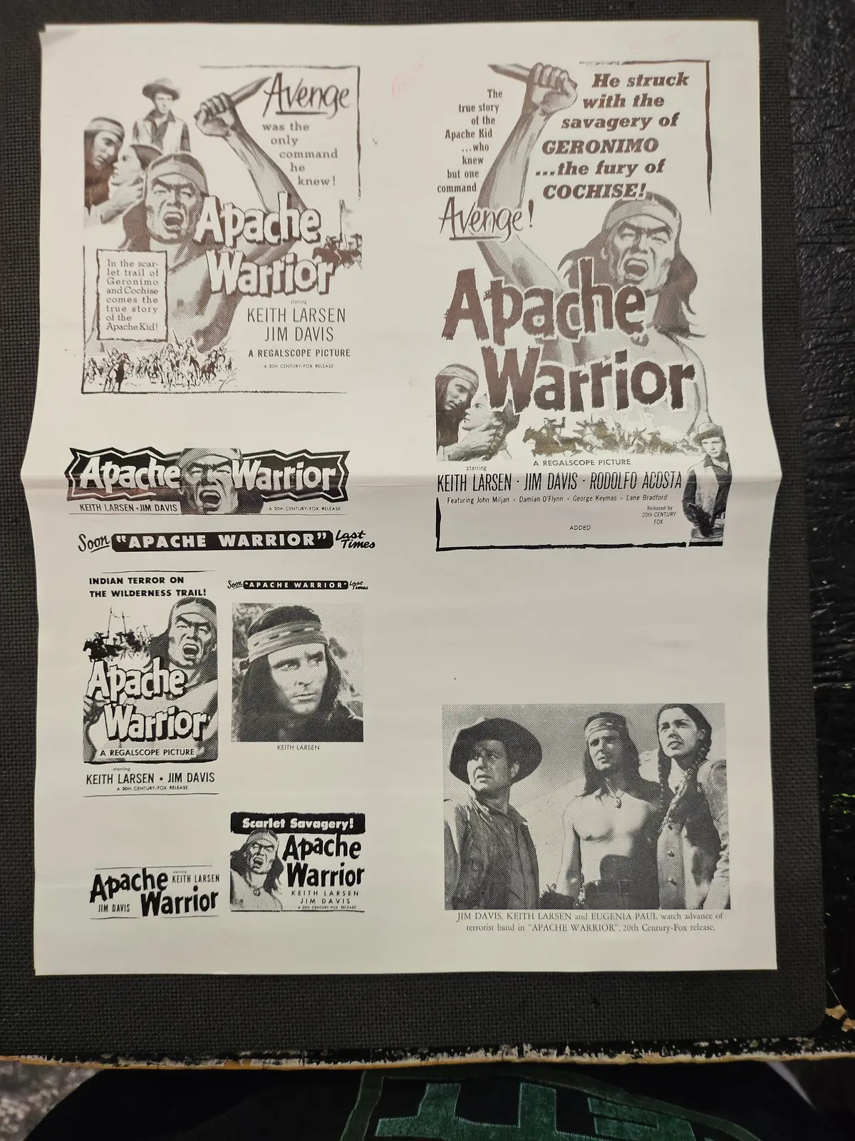 "Apache Warrior" Original Movie Ad Mat Mold And Ad Clip Art 1
