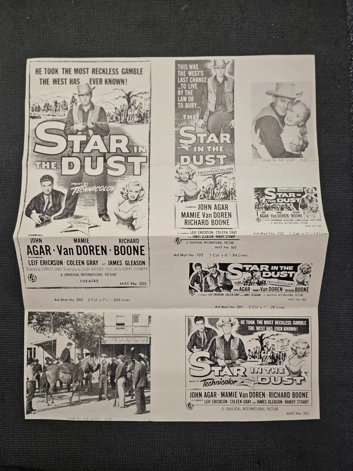"Star In The Dust" Original Movie Ad Mat Mold And Ad Clip Art 1