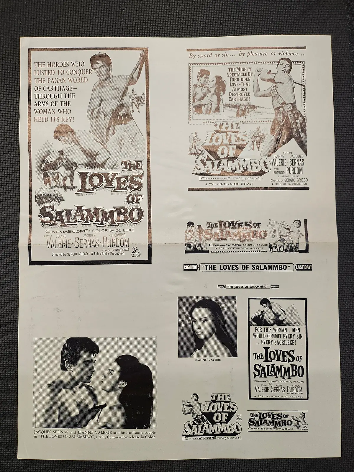 "The Loves Of Salammbo" Original Movie Ad Clip Art And Ad Mat Mold 1