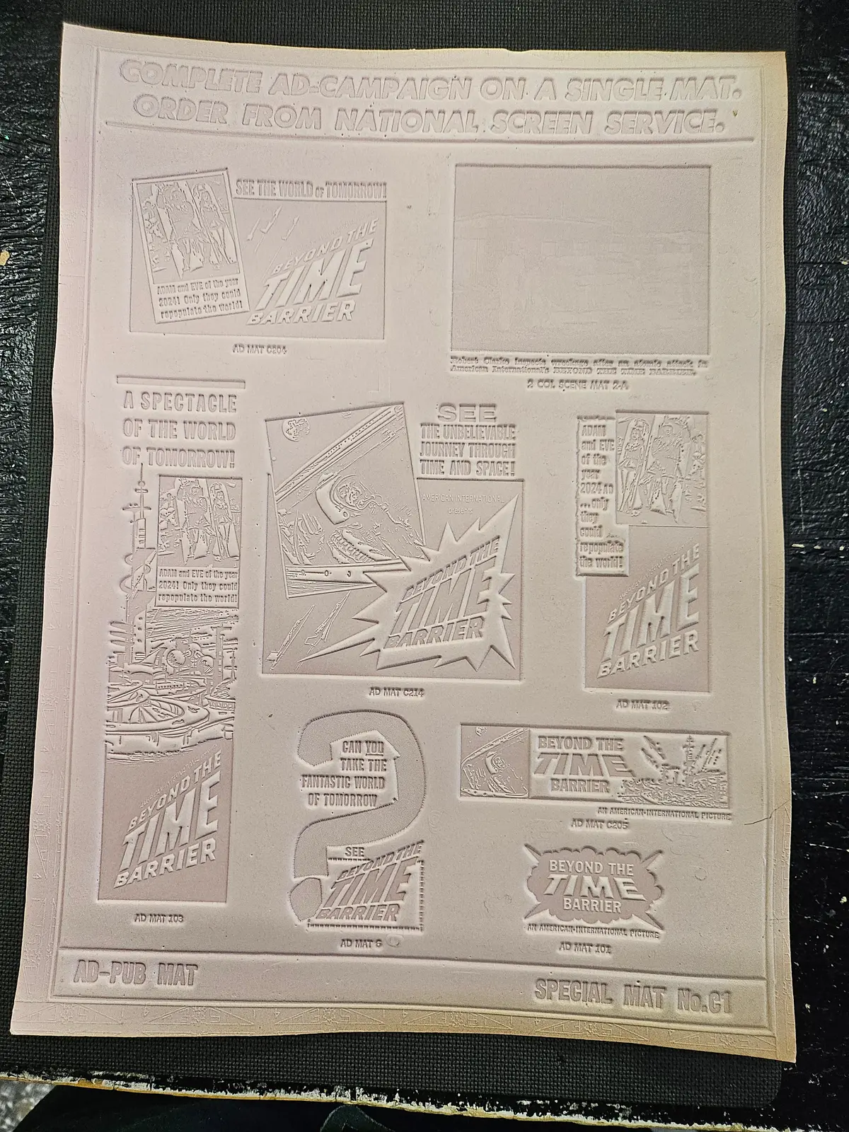 "Beyond The Time Barrier" Original Movie Ad Mat Mold 1