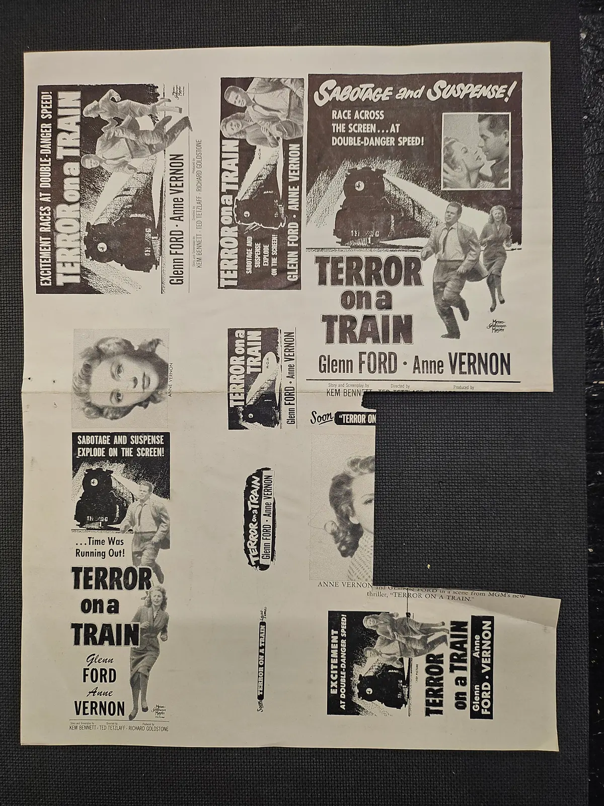 "Terror On A Train" Original Movie Ad Mat Mold And Ad Clip Art 1