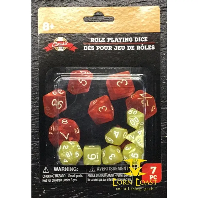 7-Ct. Packs Of Classic Games Roll Playing Dice-Yellow 1
