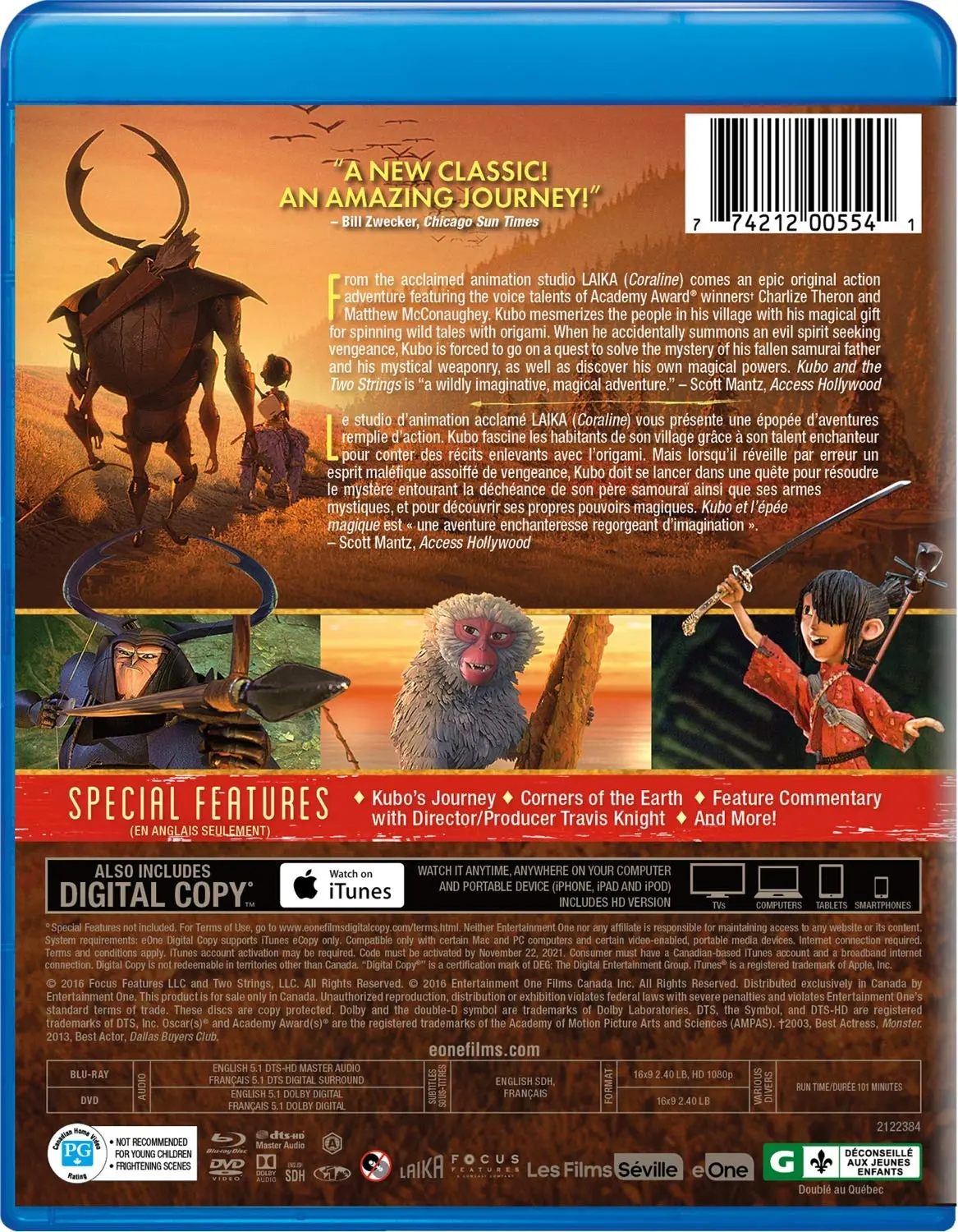 Kubo And The Two Strings Blu-Ray + Dvd Sealed 2