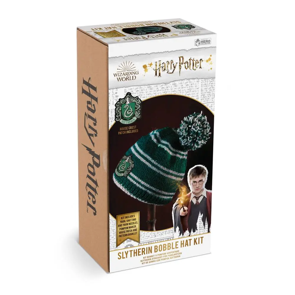 Hp Wizarding World Knit Kit Slytherin House Bobble Hat 1