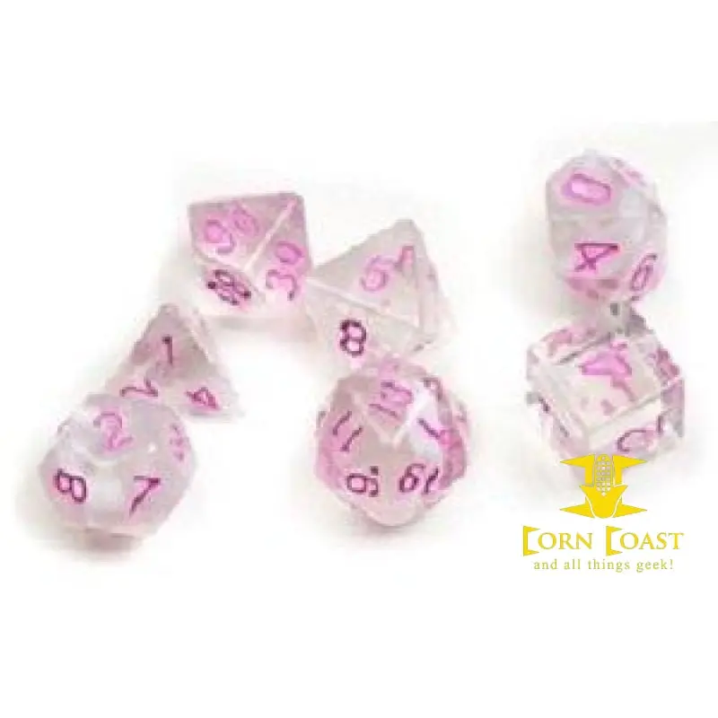 Dice Set - White Cloud + Pink Ink 1