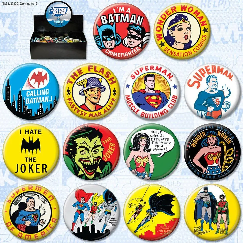 Dc Comics Retro Button Pin Assortment 1