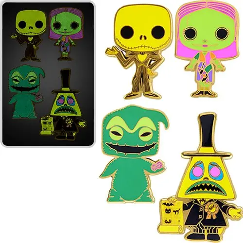 Pop! Pins Tim Burton's The Nightmare Before Christmas 4-Piece Glow-In-The-Dark Enamel Pin Set 1