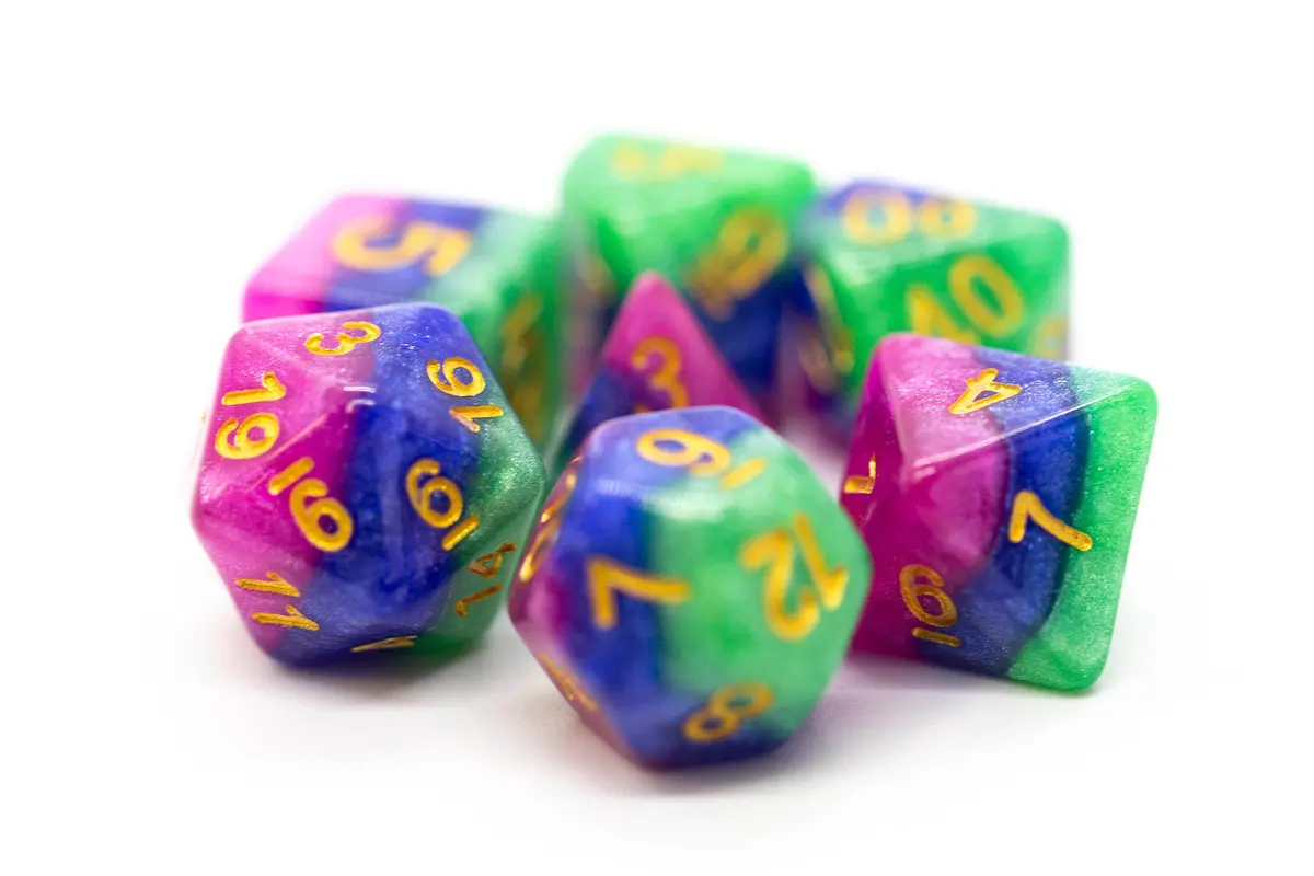 Old School 7 Piece Dnd Rpg Dice Set: Gradients - Jester's Court 1