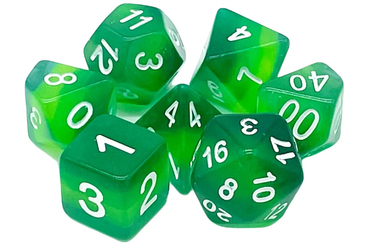 Old School 7 Piece Dnd Rpg Dice Set: Gradients - Forest Light 1