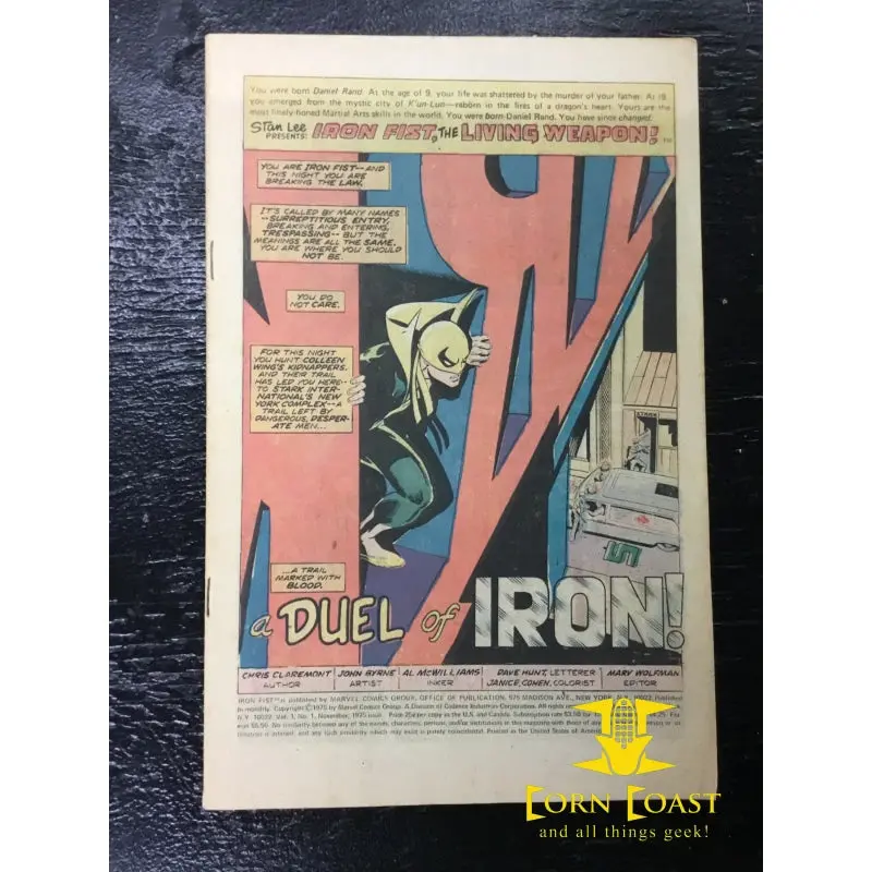 Iron Fist (1975 1St Series) #1 G No Cover 1