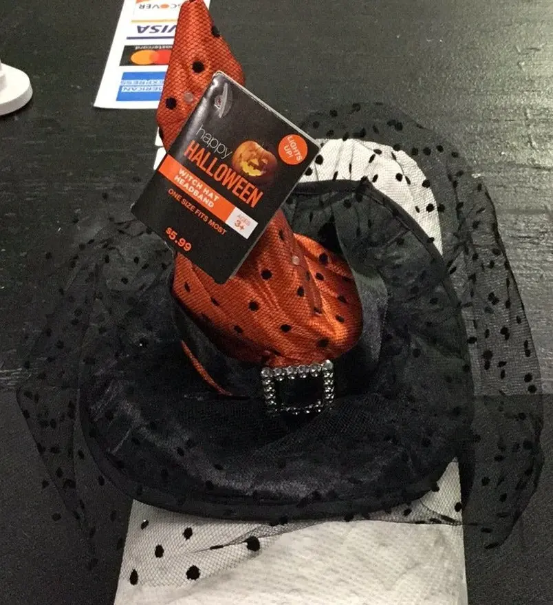 Orange Light Up Witch Hat Headband 1
