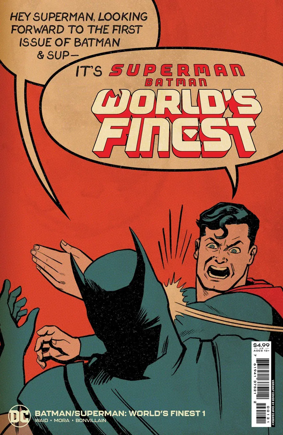 Batman/Superman: World's Finest #1 Cover G Incentive 1:25 Chip Zdarsky Superman Slap Battle Card Stock Variant Nm 1