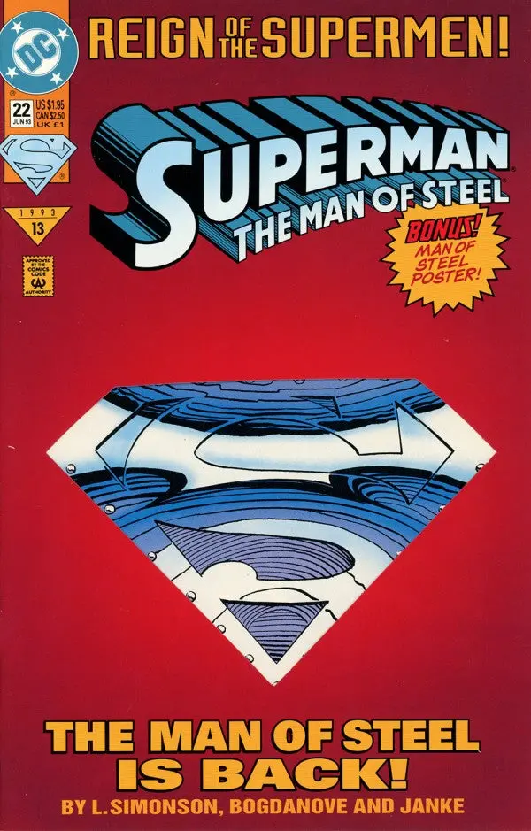 Superman: The Man Of Steel (Vol 1) #22 Jon Bogdanove Die-Cut Variant Vf 1