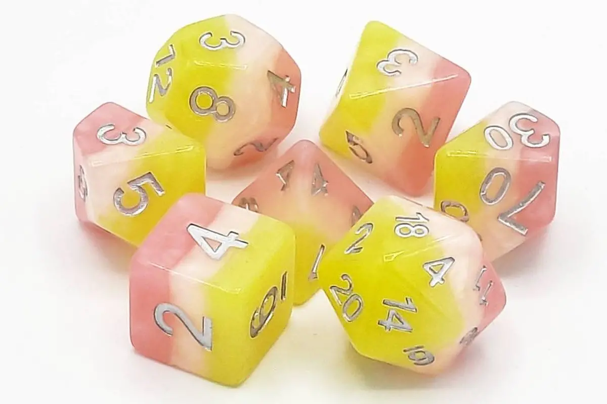 Old School 7 Piece Dnd Rpg Dice Set: Gradients - Lemonade Stand 1