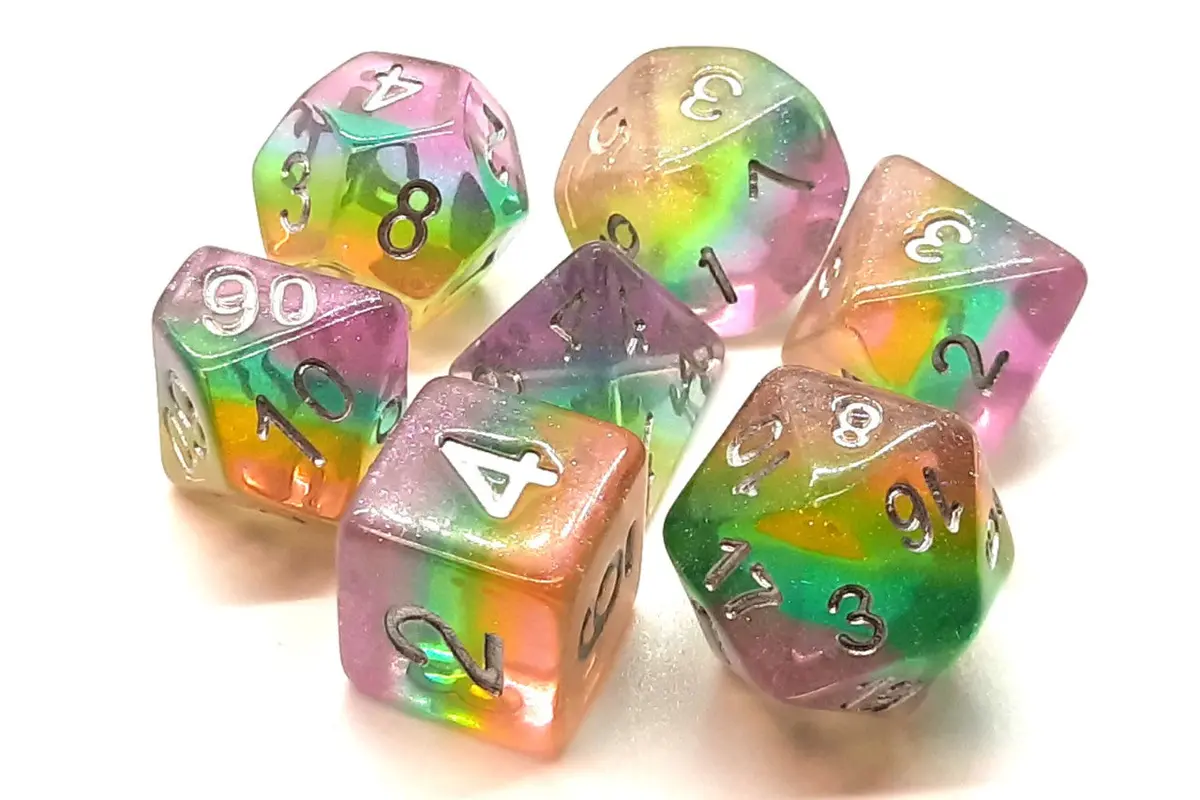 Old School 7 Piece Dnd Rpg Dice Set: Luminous - Fairy Dust 1