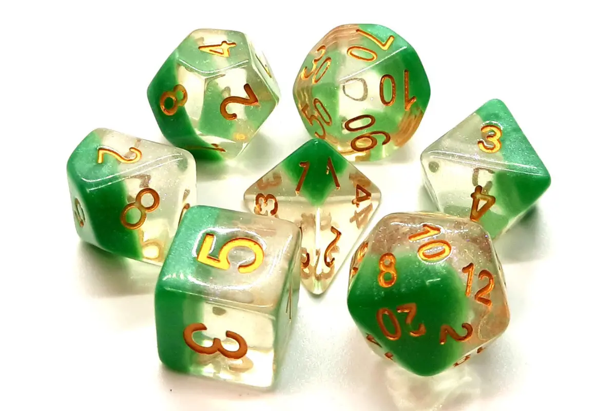 Old School 7 Piece Dnd Rpg Dice Set: Luminous - Morning Mist 1