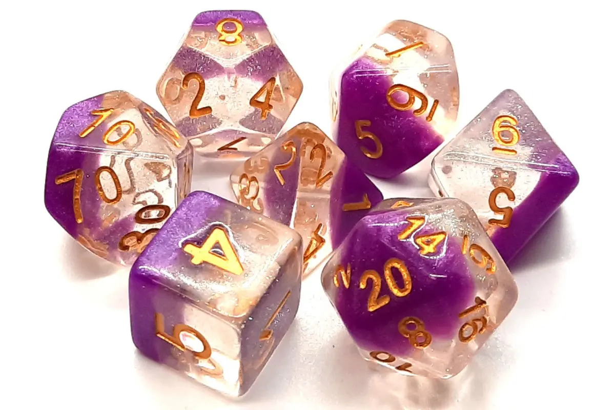 Old School 7 Piece Dnd Rpg Dice Set: Luminous - Snow Cone 1