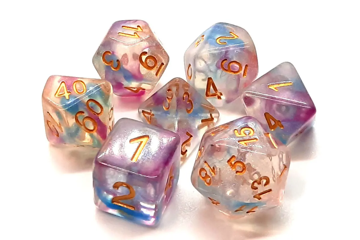 Old School 7 Piece Dnd Rpg Dice Set: Luminous - Violent Storm 1