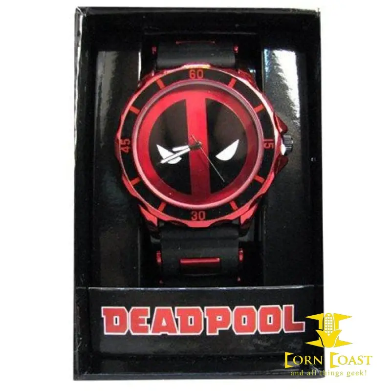 Marvel Deadpool Black And Red Rubber Strap Wrist Watch 1