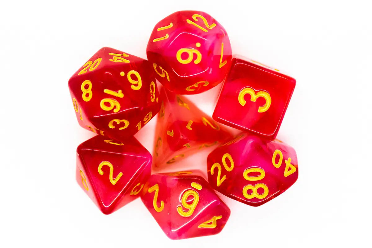 Old School 7 Piece Dnd Rpg Dice Set: Nebula - Red 1