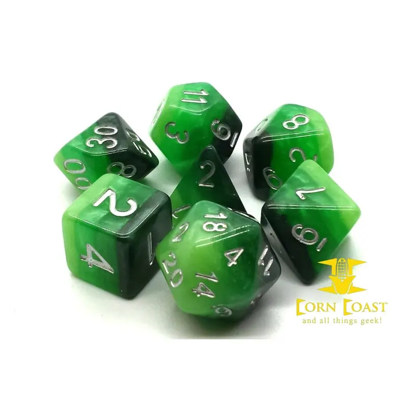 Old School 7 Piece Dnd Rpg Dice Set: Gradients - Treetop Canopy 1
