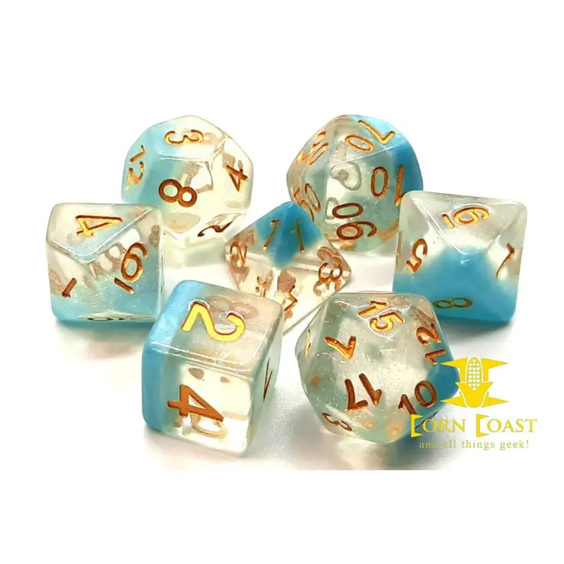 Old School 7 Piece Dnd Rpg Dice Set: Luminous - Winter's Breath 1