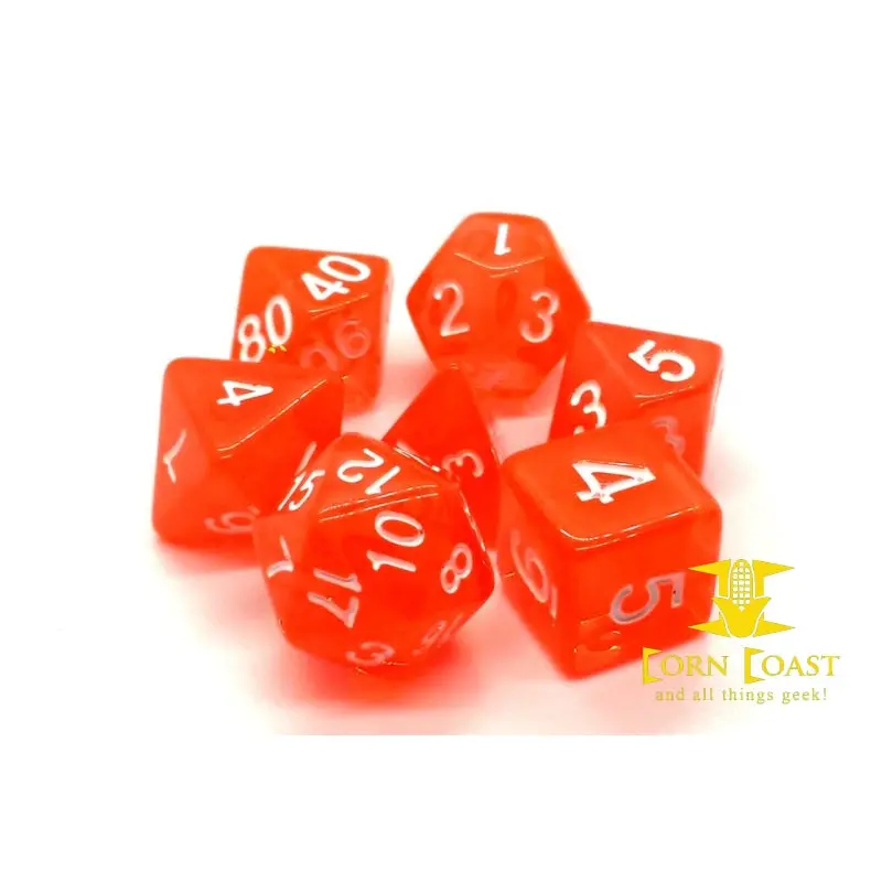 Old School 7 Piece Dnd Rpg Dice Set: Translucent Orange 1